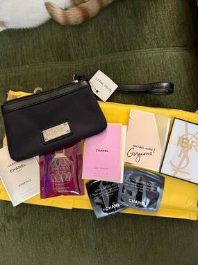 Nine West Black Wristlet Pouch with Metal Logo Plate..Plus a few great goodies.